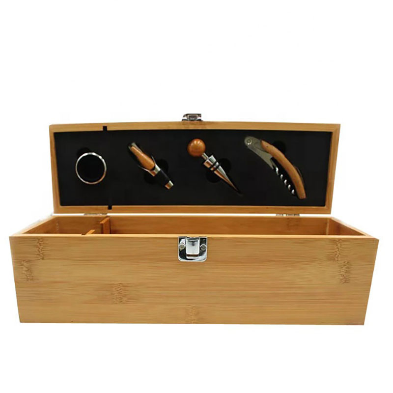 Customized High End Rectangle Luxury Bamboo Wooden Wine Gift Box