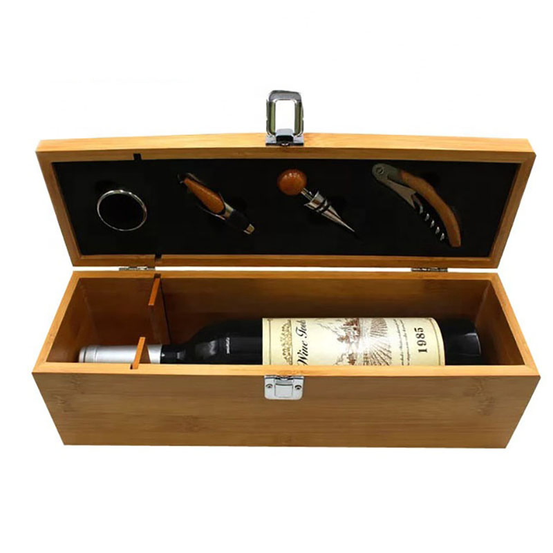 Customized High End Rectangle Luxury Bamboo Wooden Wine Gift Box