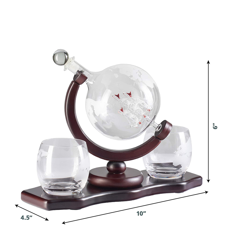 Customized High End Whiskey Glass Wine Box with Globe/Whiskey Stone