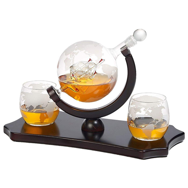 Customized High End Whiskey Glass Wine Box with Globe/Whiskey Stone