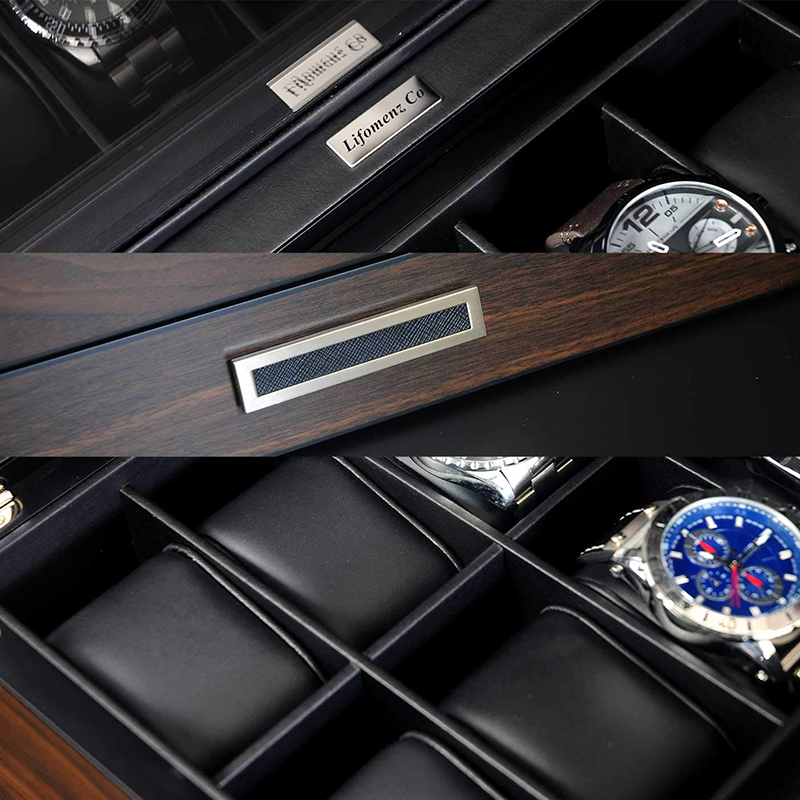 Customized Men Wooden 12-Slot Watch Display Boxes Storage Gift Box