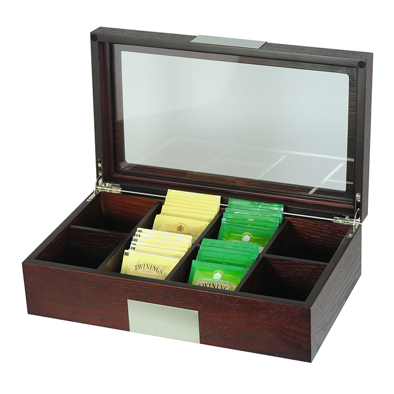 Customized Simple Wooden 8 Compartment Tea Box Exquisite Gift Box
