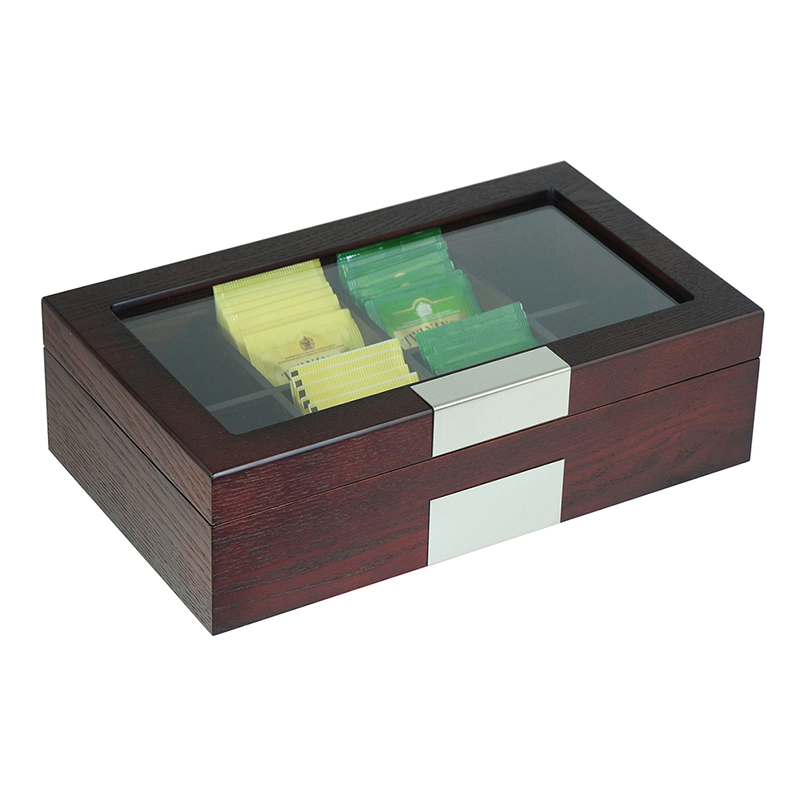Customized Simple Wooden 8 Compartment Tea Box Exquisite Gift Box