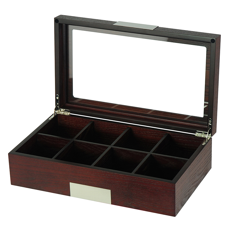 Customized Simple Wooden 8 Compartment Tea Box Exquisite Gift Box