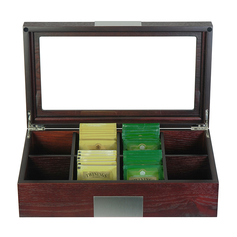 Customized Simple Wooden 8 Compartment Tea Box Exquisite Gift Box