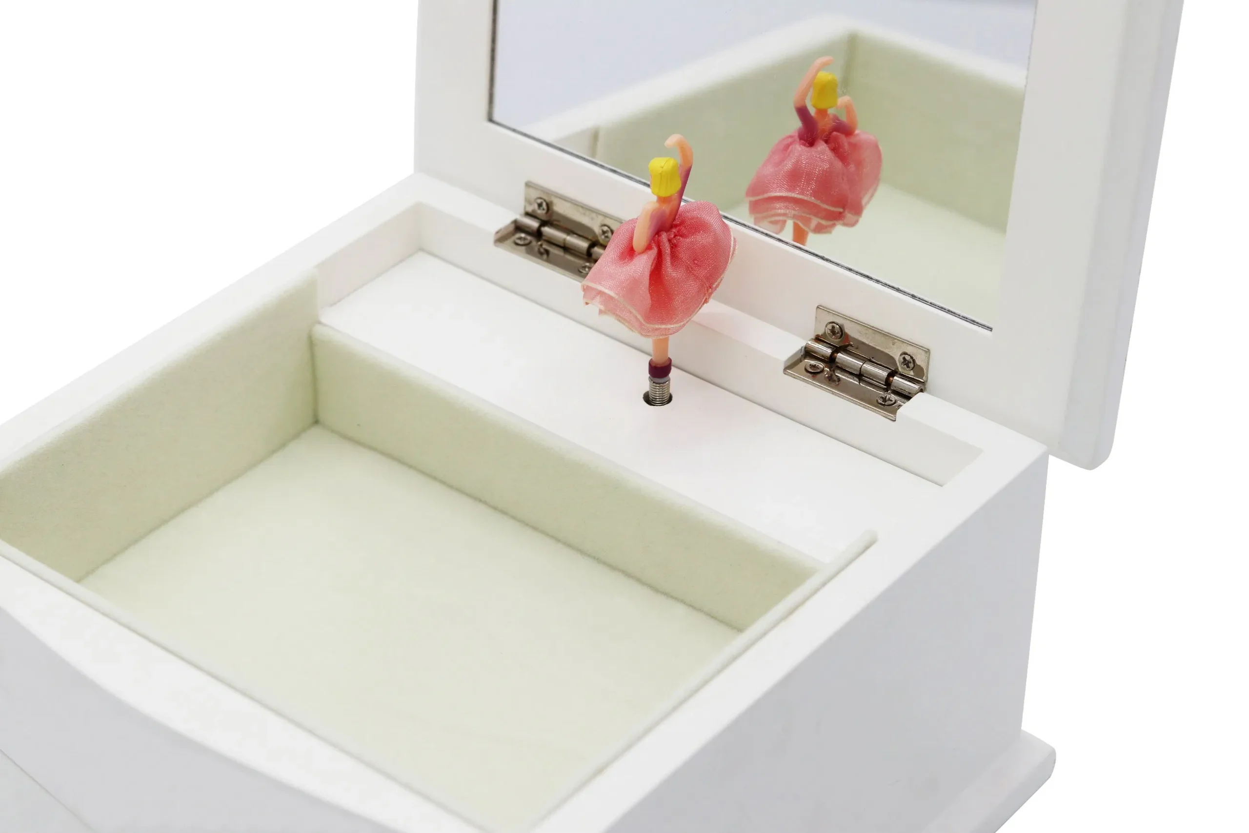 Customized White Painted Wooden Musical Jewelry Packaging Gift Box