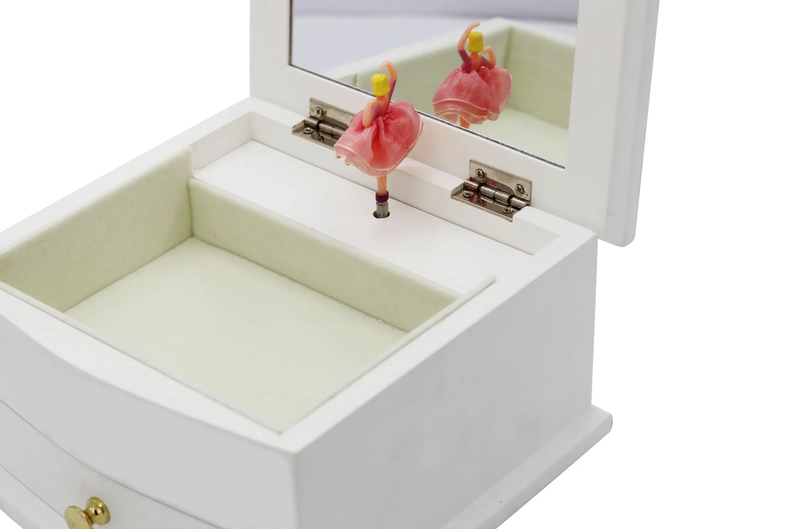 Customized White Painted Wooden Musical Jewelry Packaging Gift Box