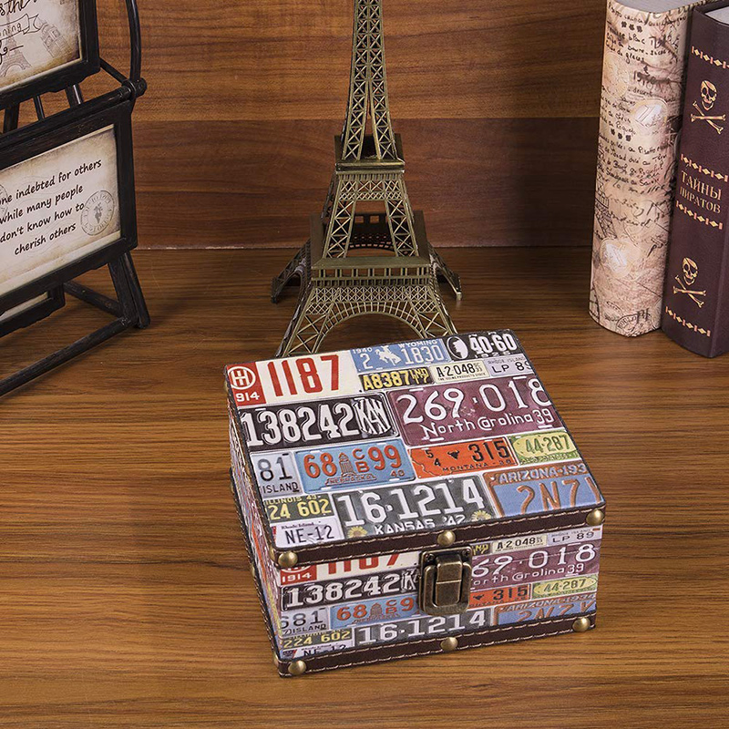 Decorative Wooden Boxes Vintage Square Jewelry Keepsake Storage Boxes for Gifts