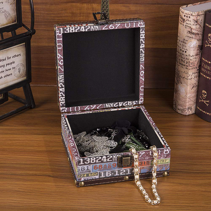 Decorative Wooden Boxes Vintage Square Jewelry Keepsake Storage Boxes for Gifts