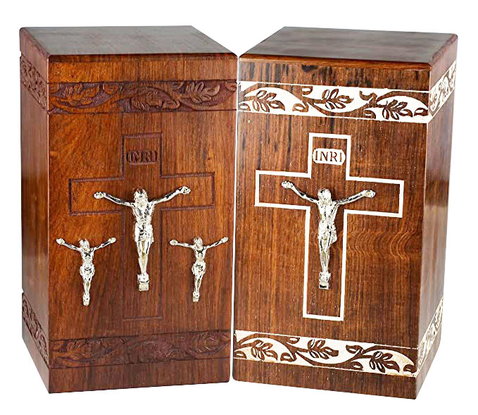 Elegant Custom Engraved Wooden Urn Box with Light Brown Finish