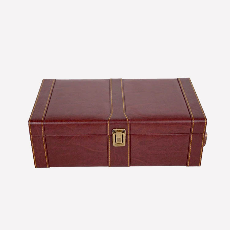Elegant Custom PU Leather Wine Storage Box for Two Bottles
