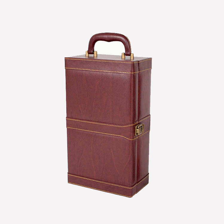 Elegant Custom PU Leather Wine Storage Box for Two Bottles