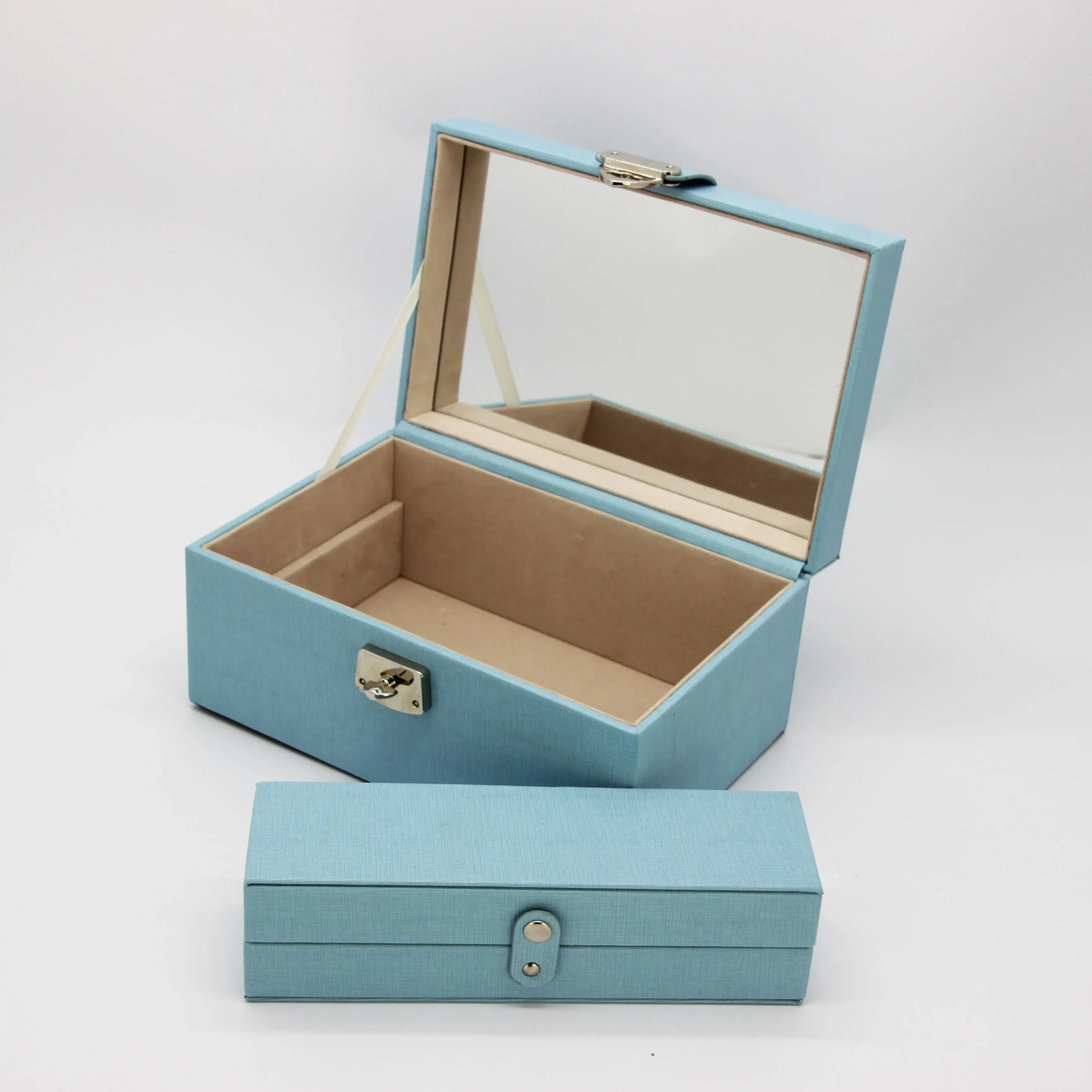 Fashion High End Blue PU Leather Jewelry Packaging Box for Ladies