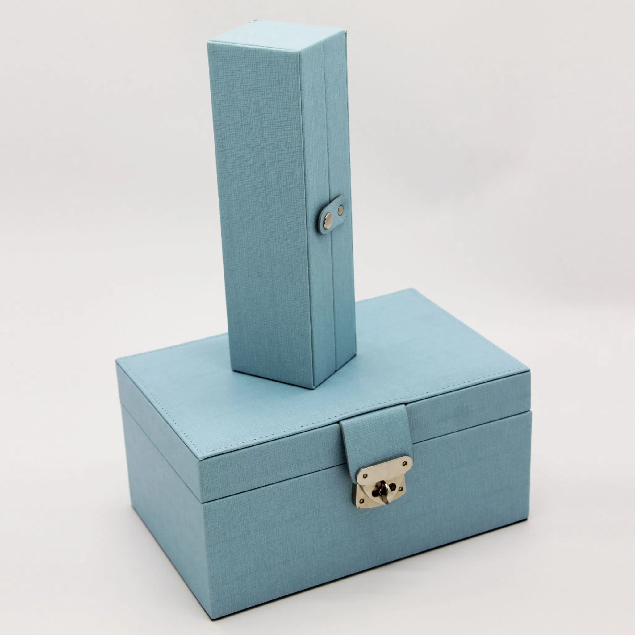 Fashion High End Blue PU Leather Jewelry Packaging Box for Ladies