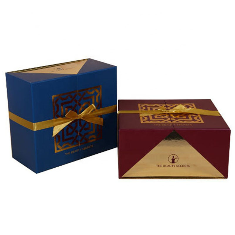 High End Door Opening Style Ribbon Gift Packaging Box with Logo Printing