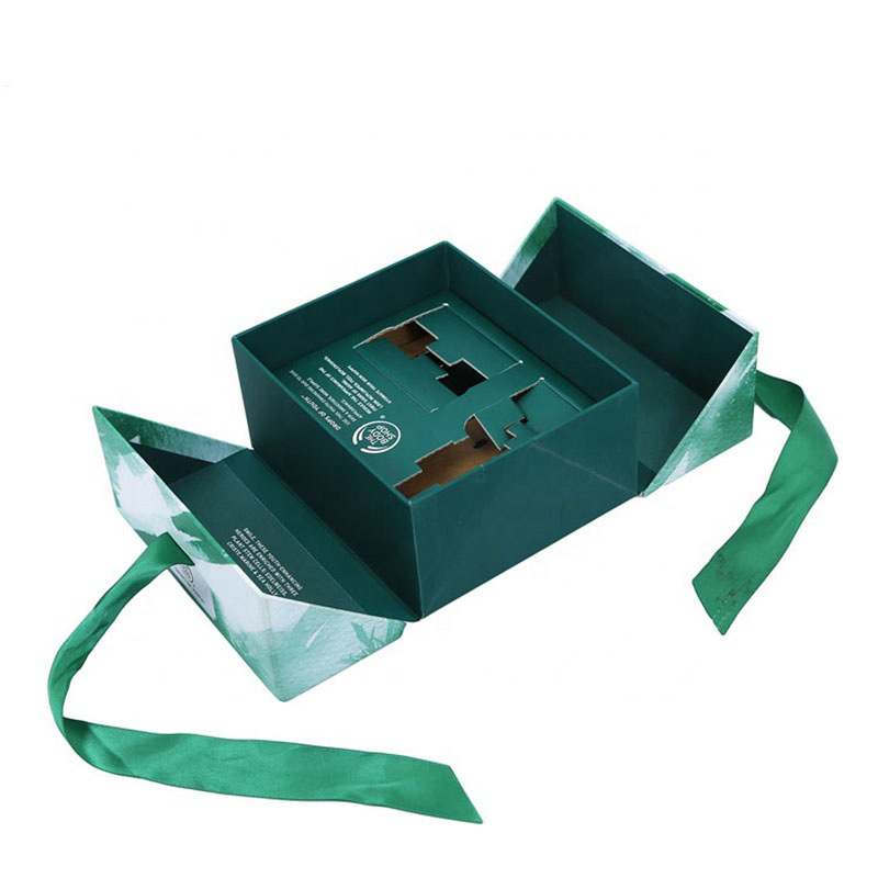 High End Door Opening Style Ribbon Gift Packaging Box with Logo Printing