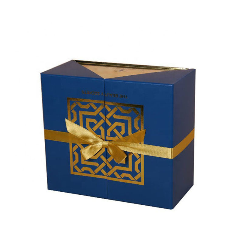 High End Door Opening Style Ribbon Gift Packaging Box with Logo Printing