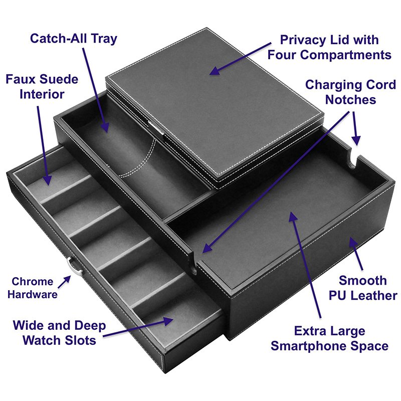 Luxury Men Storage Tray with Smartphone Charging Port