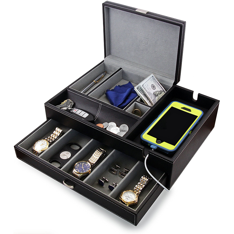 Luxury Men Storage Tray with Smartphone Charging Port