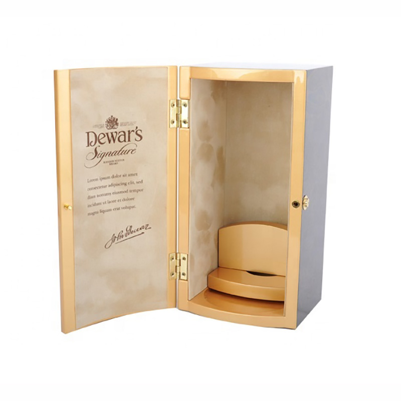 Luxury Unique Design Wooden Whiskey Wine Bottle Box for Dewar
