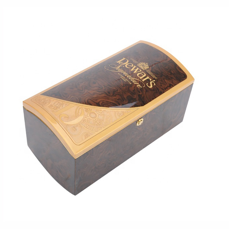 Luxury Unique Design Wooden Whiskey Wine Bottle Box for Dewar