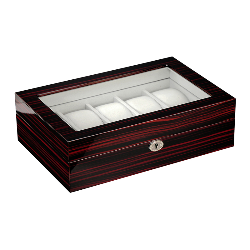 OEM Luxury 10 Slot Wooden Watch Case Gift Box Xwith Window and Key