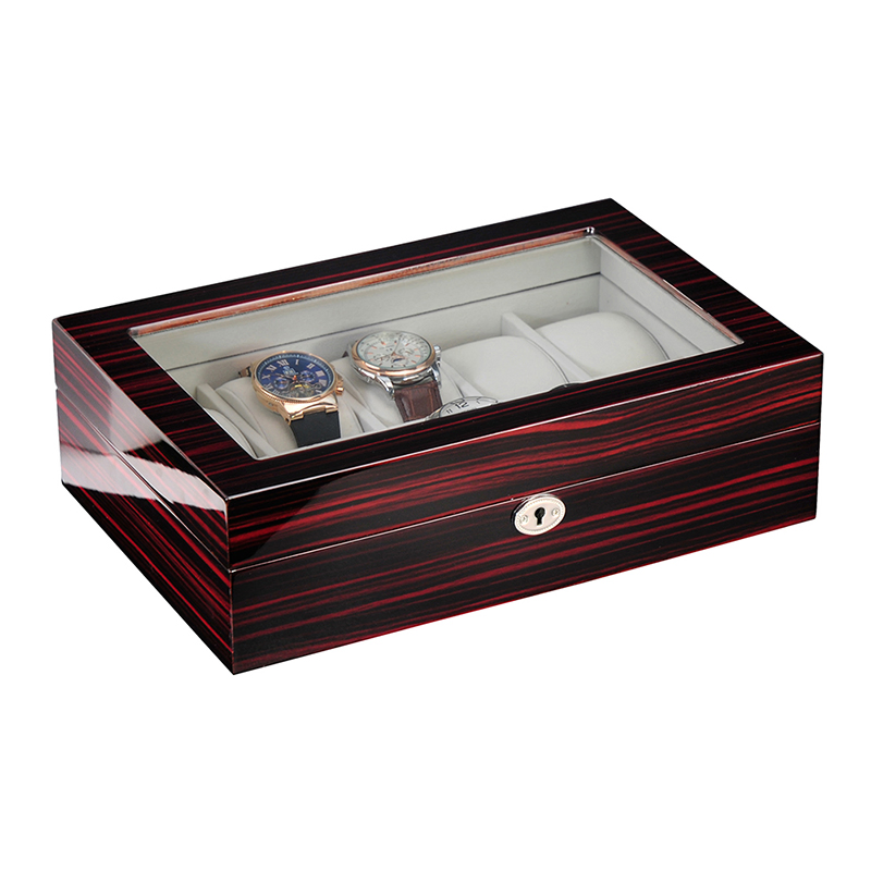 OEM Luxury 10 Slot Wooden Watch Case Gift Box Xwith Window and Key