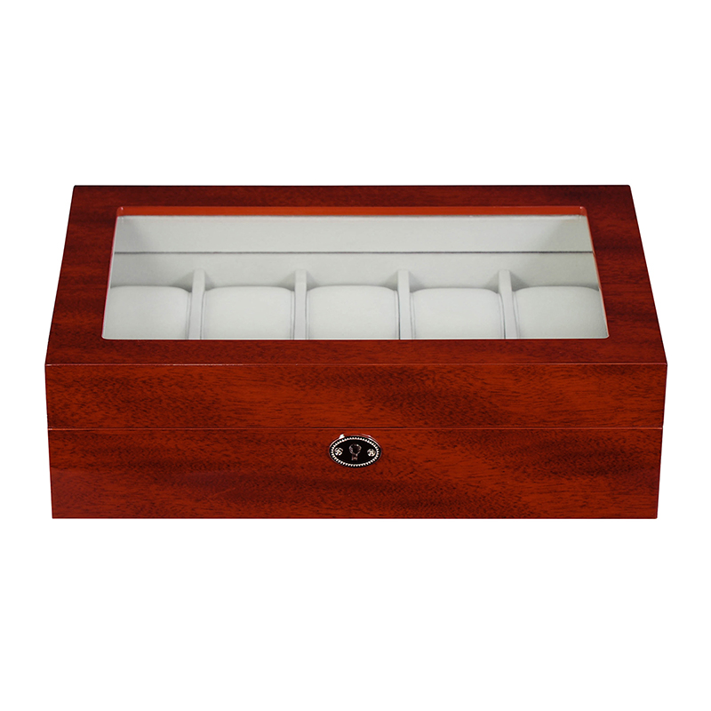 OEM Luxury 10 Slot Wooden Watch Case Gift Box Xwith Window and Key