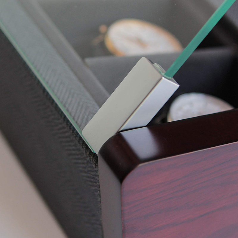 OEM Modern Herringbone 5 Slots Watch Gift Box with Glass Cover