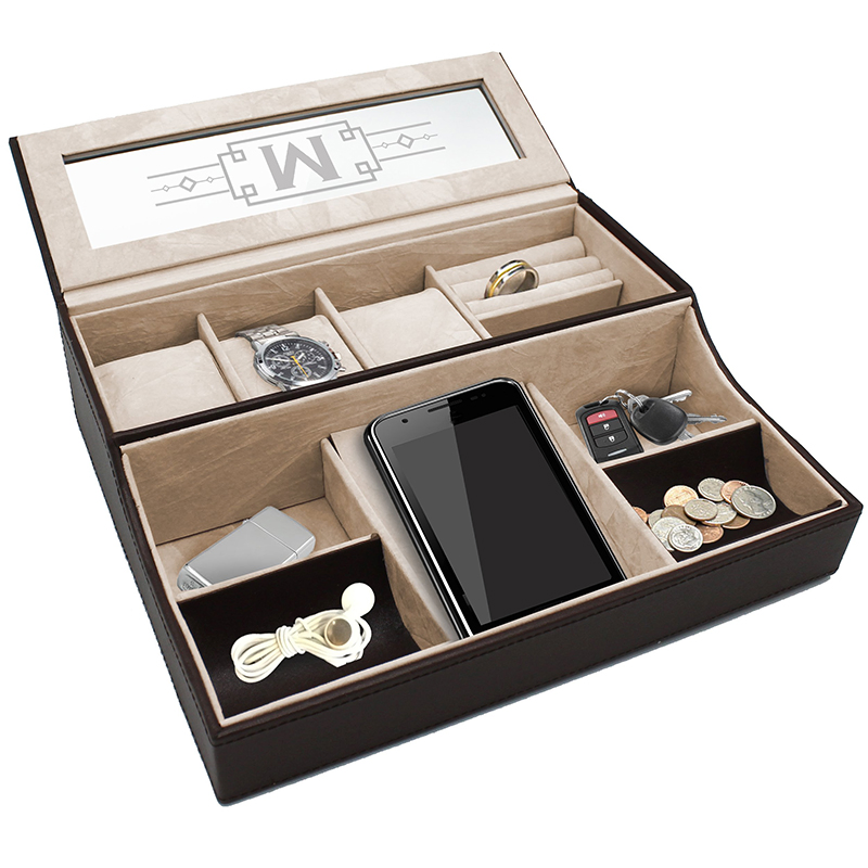 Personalized Men Leather Storage Tray for Storing Mobile Phones / Watches / Car Keys