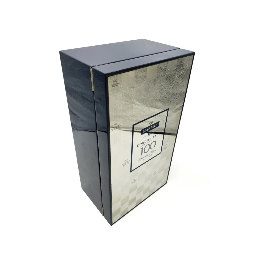 Wooden Gift Packaging Wine Box with MDF / Blue Light Paint / Silver Hardware Card / Blue Faux Leather