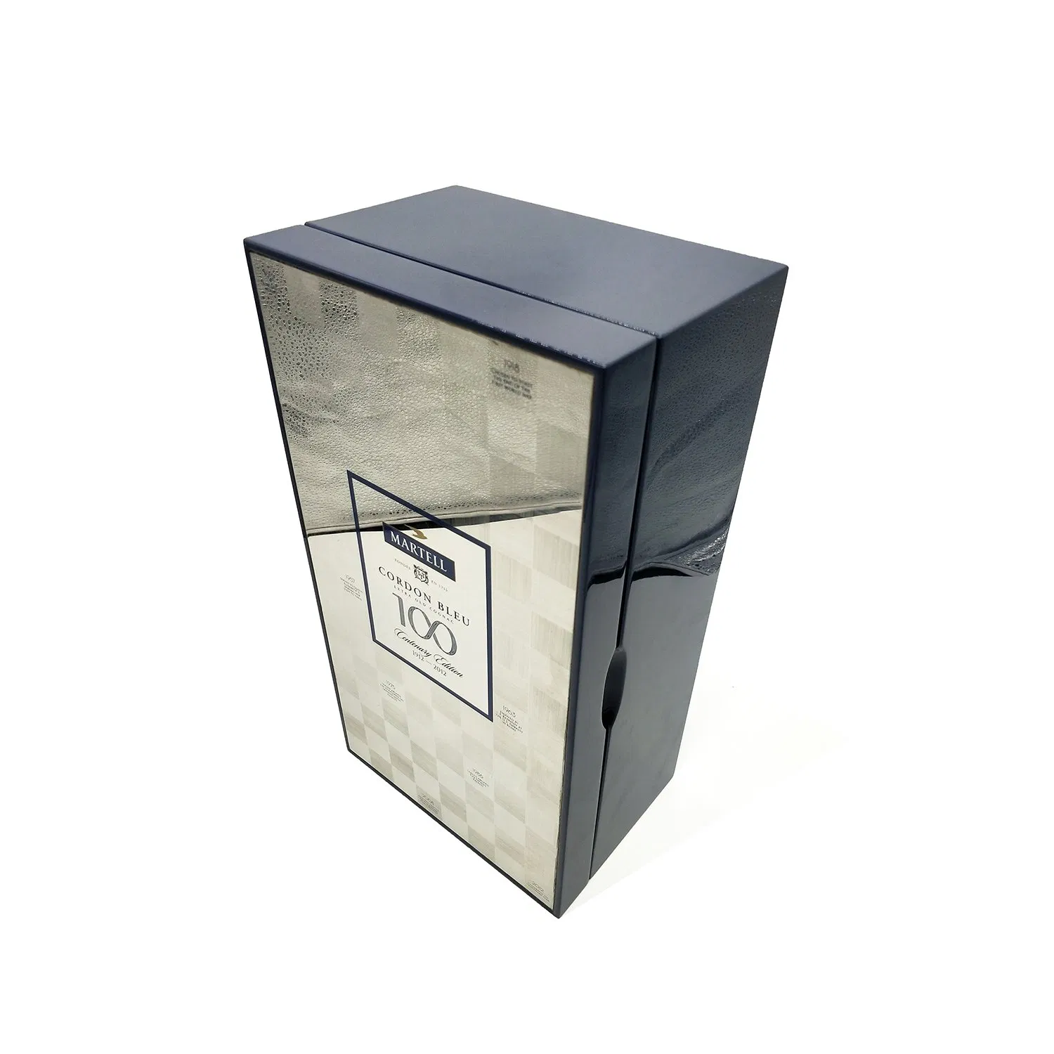 Wooden Gift Packaging Wine Box with MDF / Blue Light Paint / Silver Hardware Card / Blue Faux Leather