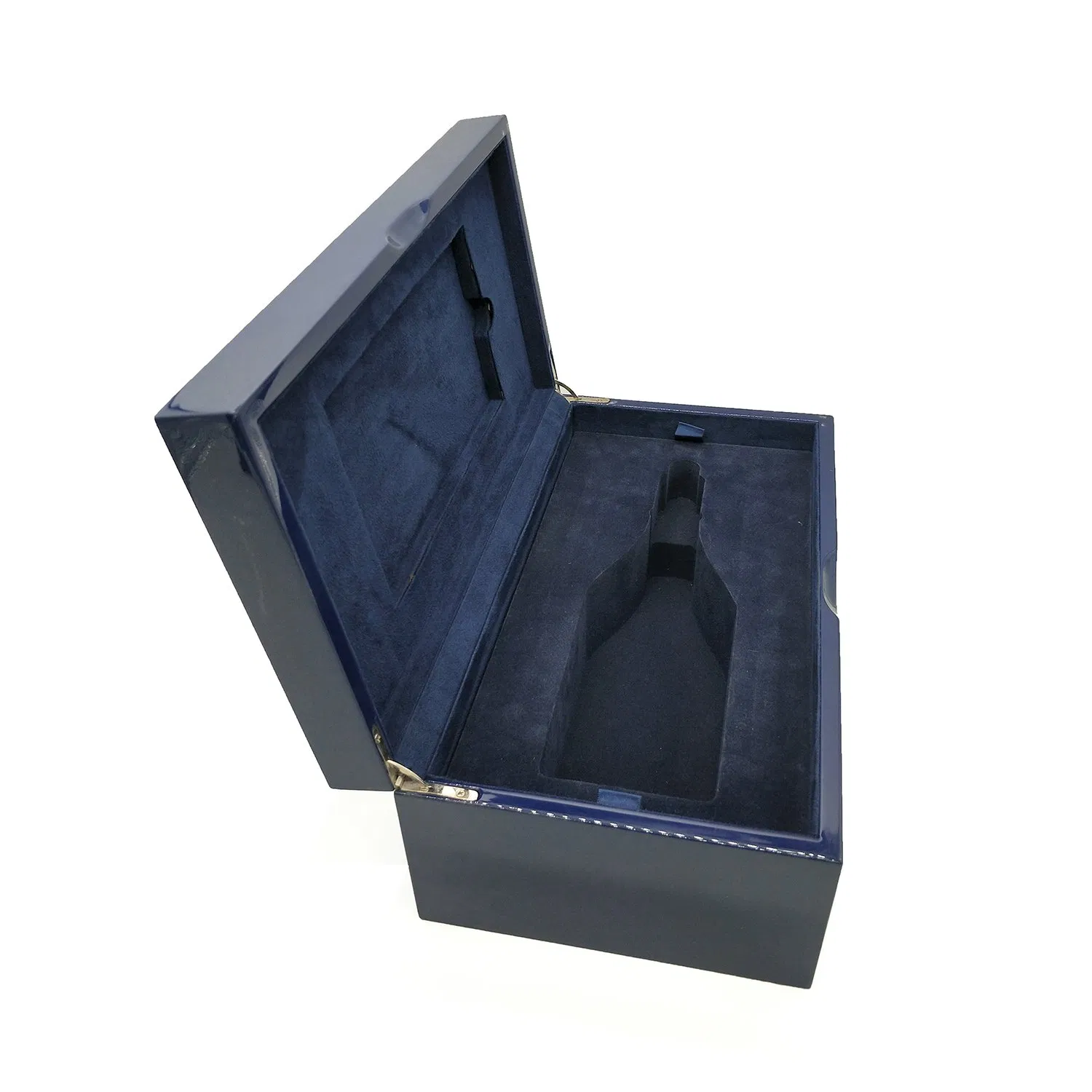 Wooden Gift Packaging Wine Box with MDF / Blue Light Paint / Silver Hardware Card / Blue Faux Leather