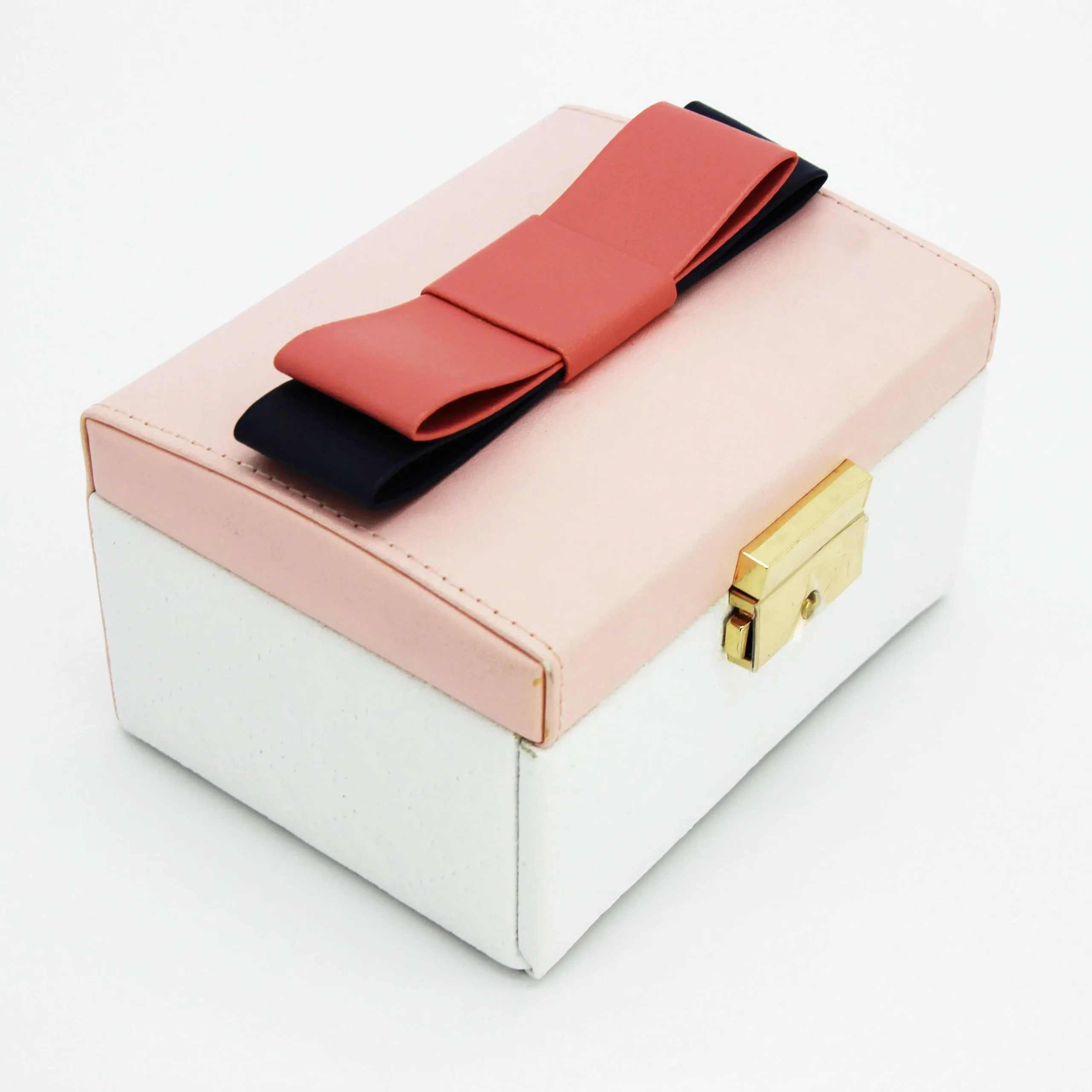 Custom Design High End Fashion Pink and White PU Leather Jewelry Storage Box