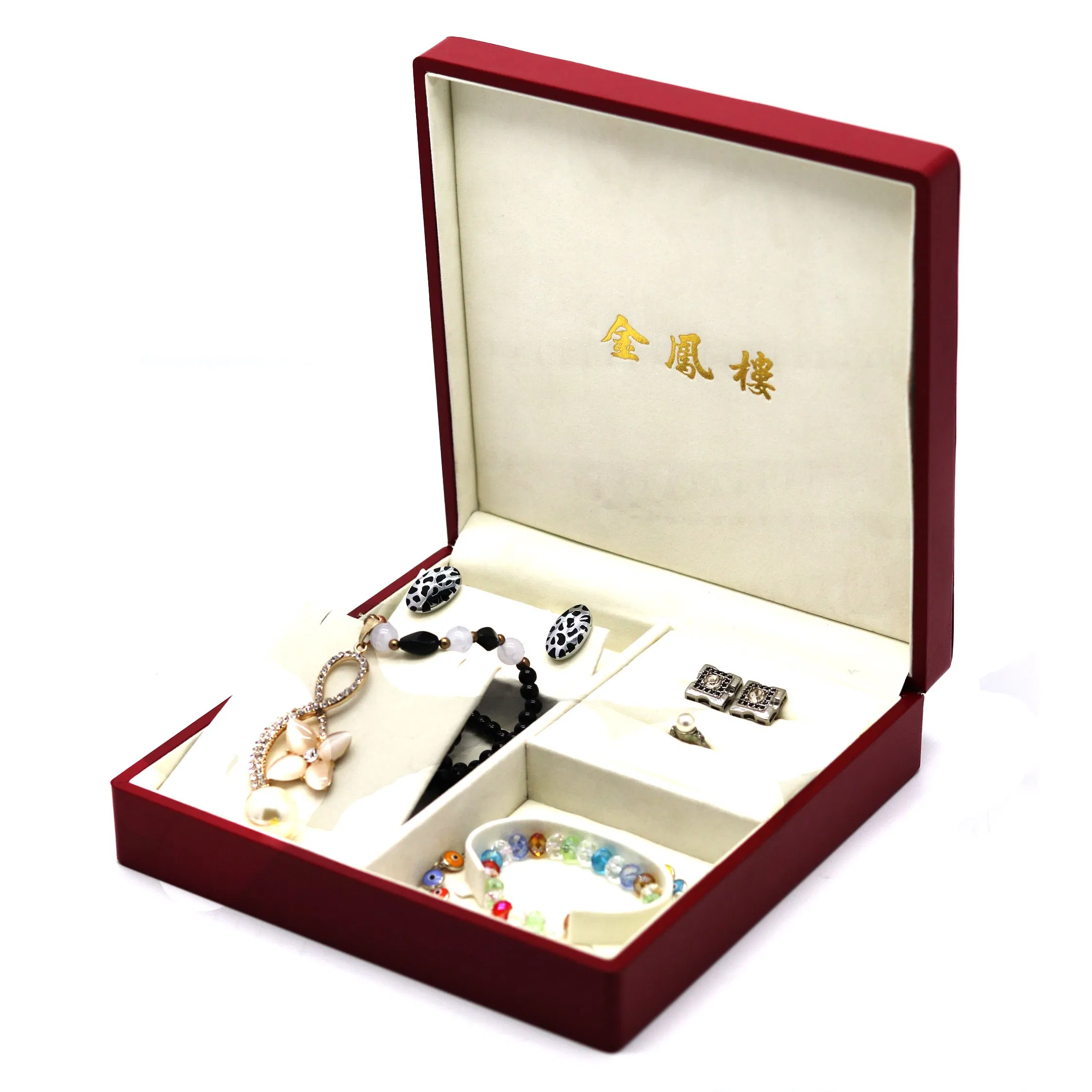Elegant Custom Luxury Jewelry Packaging Ring Box with Red Paper
