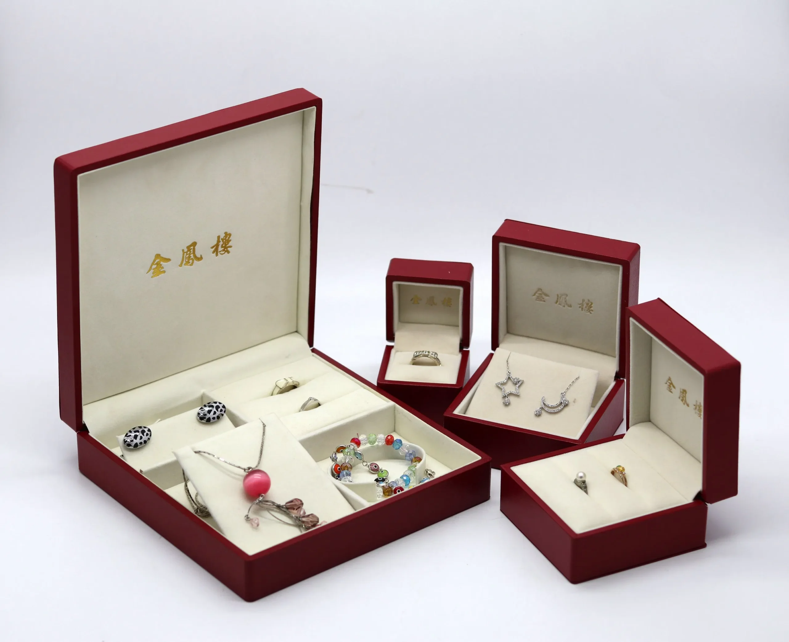 Elegant Custom Luxury Jewelry Packaging Ring Box with Red Paper
