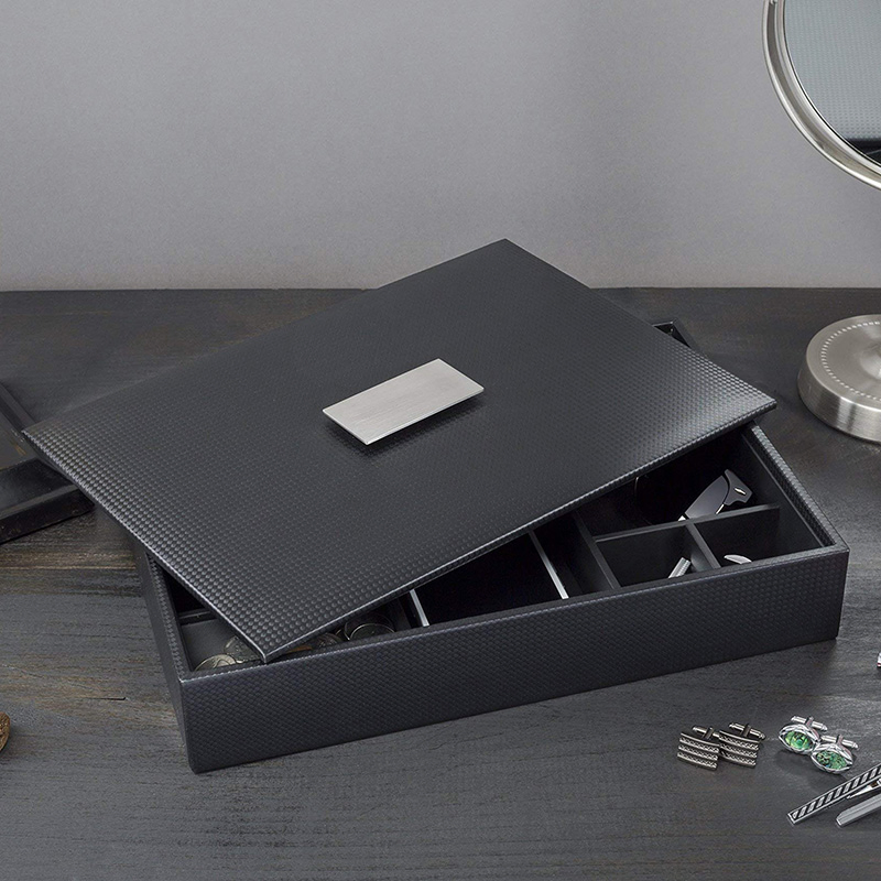 6-Slot Luxury Wallet Phone Key PU Leather Metal Buckle Jewelry Storage Box for Watches Sun Glasses