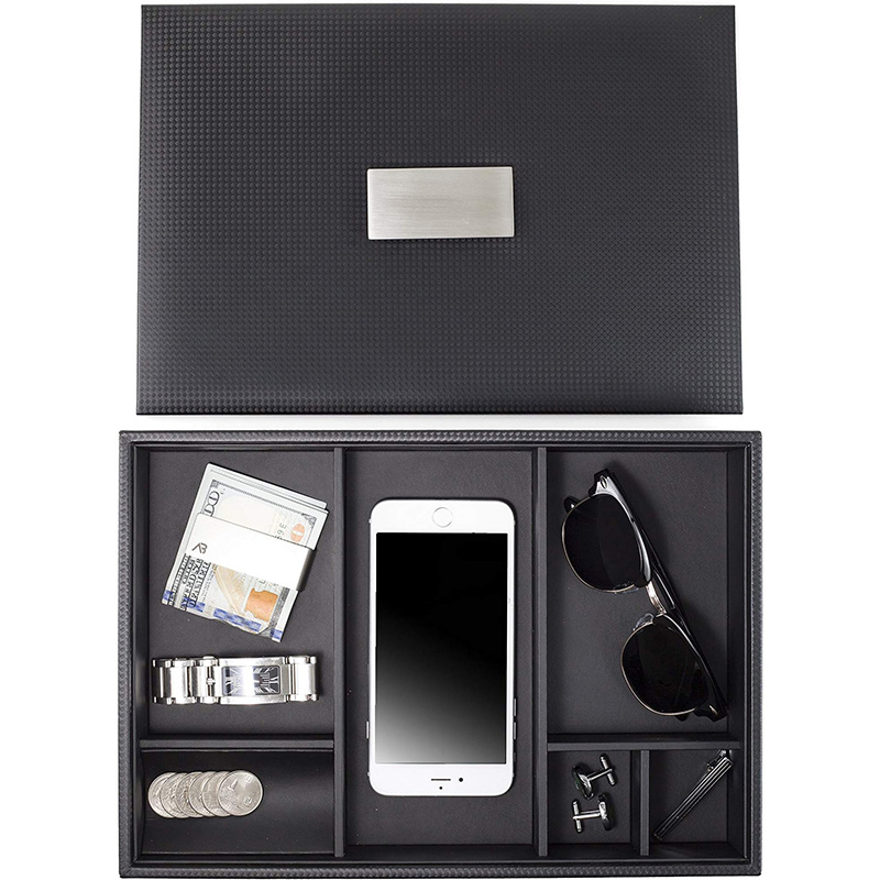 6-Slot Luxury Wallet Phone Key PU Leather Metal Buckle Jewelry Storage Box for Watches Sun Glasses