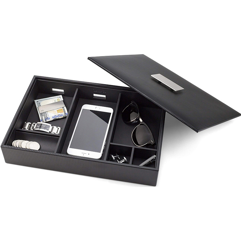 6-Slot Luxury Wallet Phone Key PU Leather Metal Buckle Jewelry Storage Box for Watches Sun Glasses