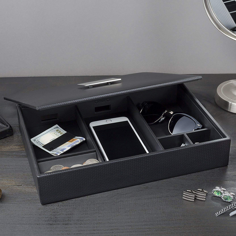 6-Slot Luxury Wallet Phone Key PU Leather Metal Buckle Jewelry Storage Box for Watches Sun Glasses