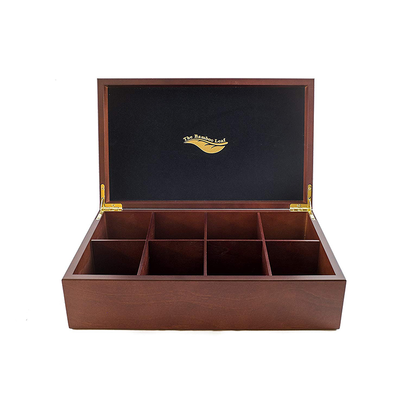 Custom Size and Logo Simple Eight-Slot Wooden Packaging Gift Tea Box