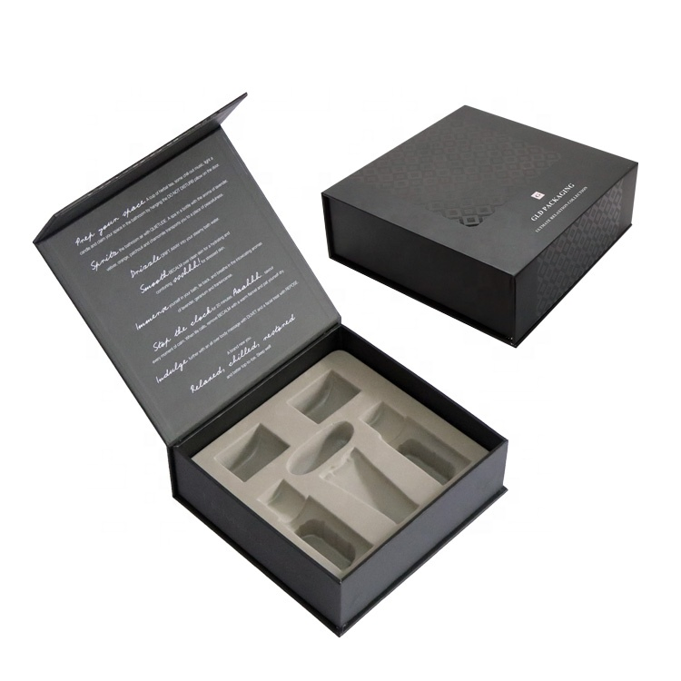 Luxury Custom Black Magnetic Sealing Cardboard Wrapping Paper Gift Box