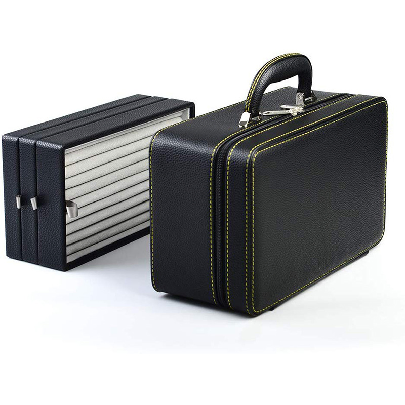 OEM Luxury PU Black Leather Gift Jewelry Packaging Box for Travel