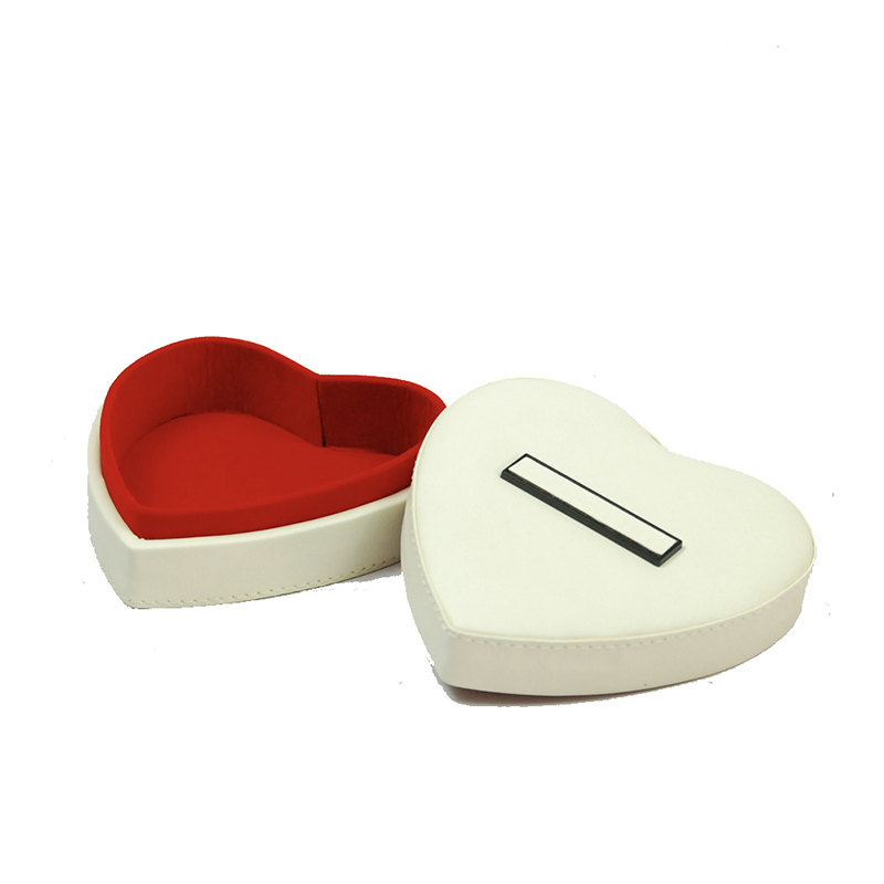 Custom Heart Shape PU Leather Portable Jewelry Storage Gift Box for Rings/ Earrings