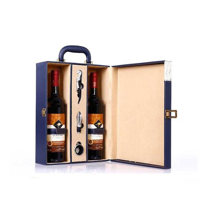 Customized 2 Bottles of Leather Wine Box for Wine/Champagne Gift Packaging