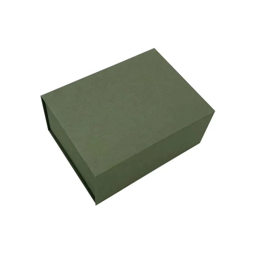 Custom Green Foldable Gift Boxes Magnet Flap Paper Packaging Box with Recycled Materials