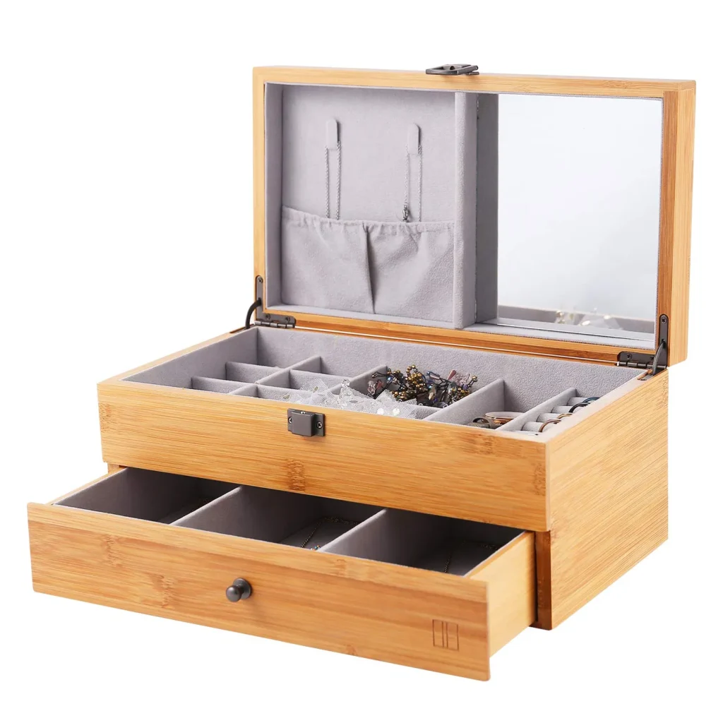 Custom New Design Fashion Bamboo Jewelry Set Storage Box for Gift