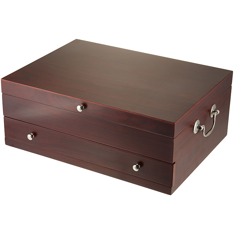Fashion Boutique Mahogany Single Drawer Tableware Sets Birch Wood Cutlery Storage Box