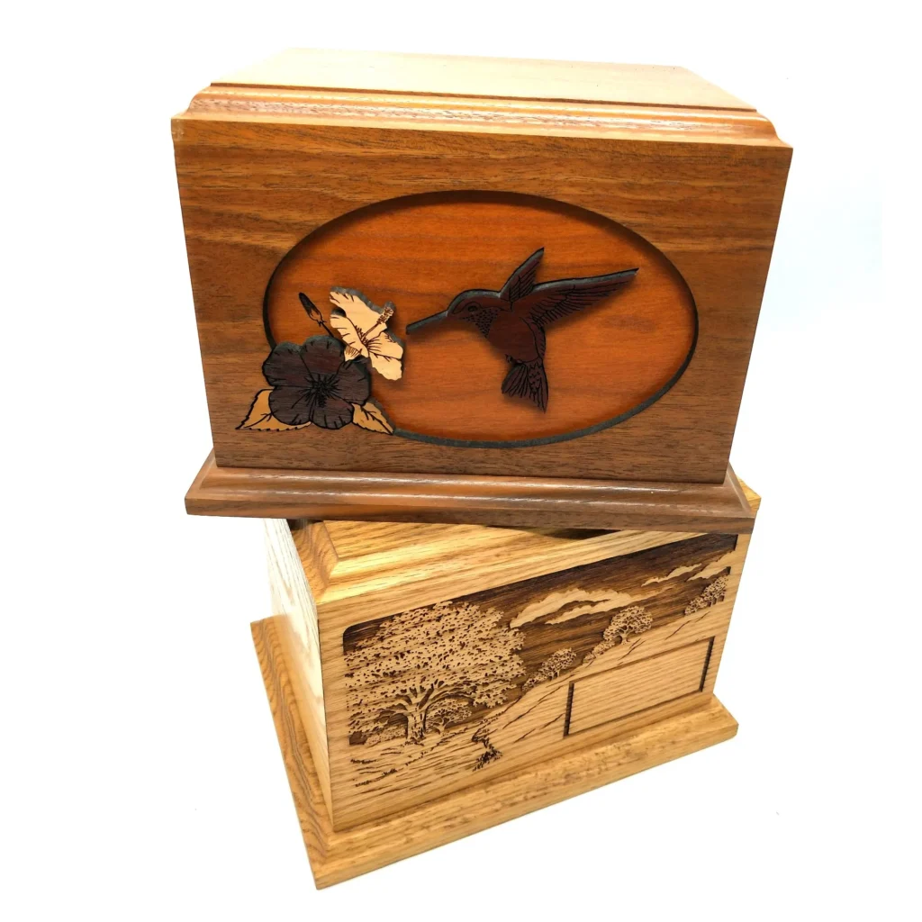 Custom Engraved Caskets and Coffins Solid Wood Urn for Human Pet Ashes