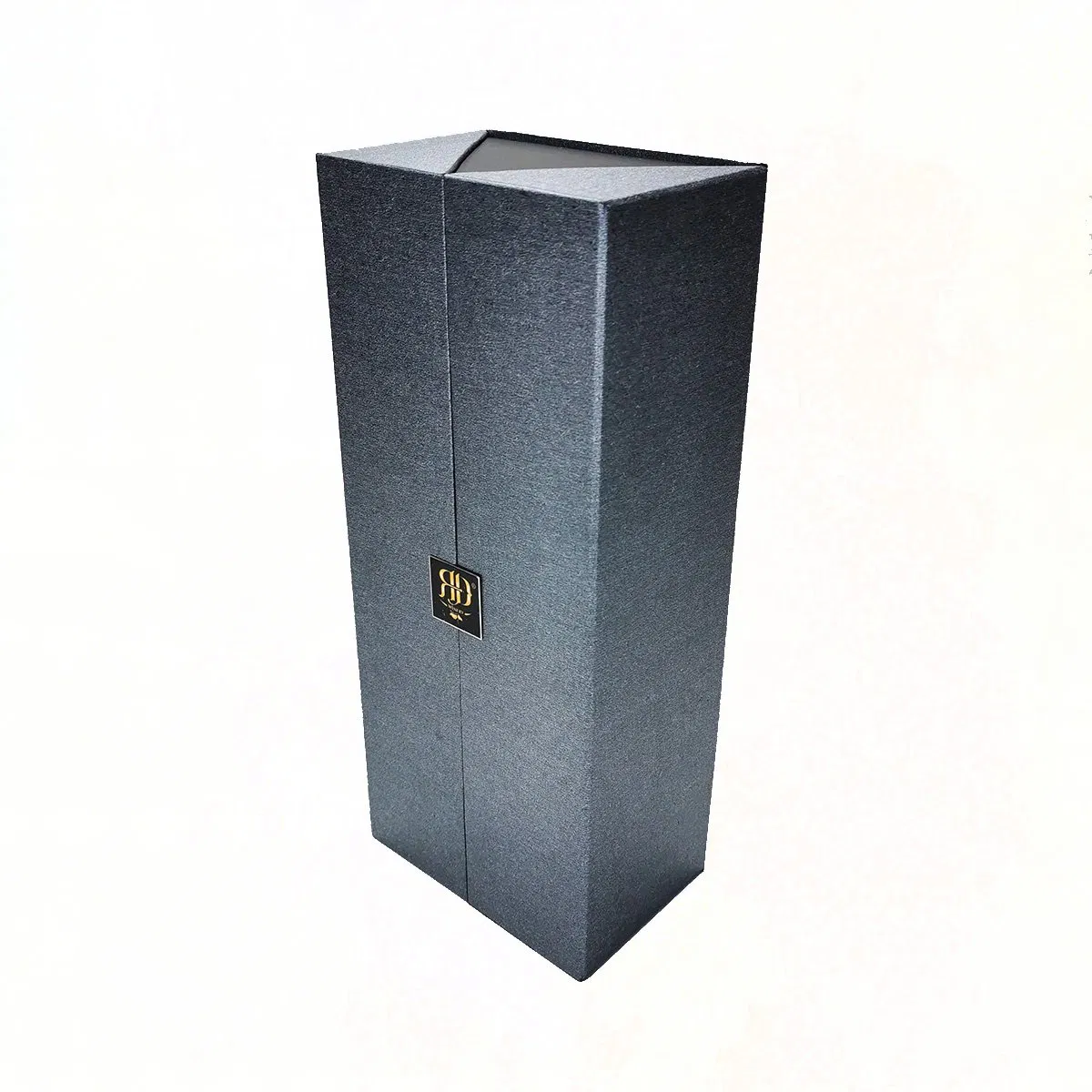 OEM Silver Blue Double Door Hard Paper Wine Box with Wine Set